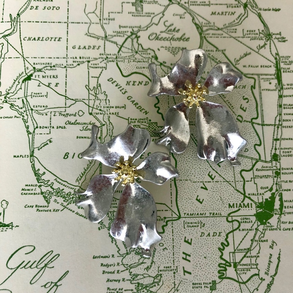 Silver Orchid Earrings
